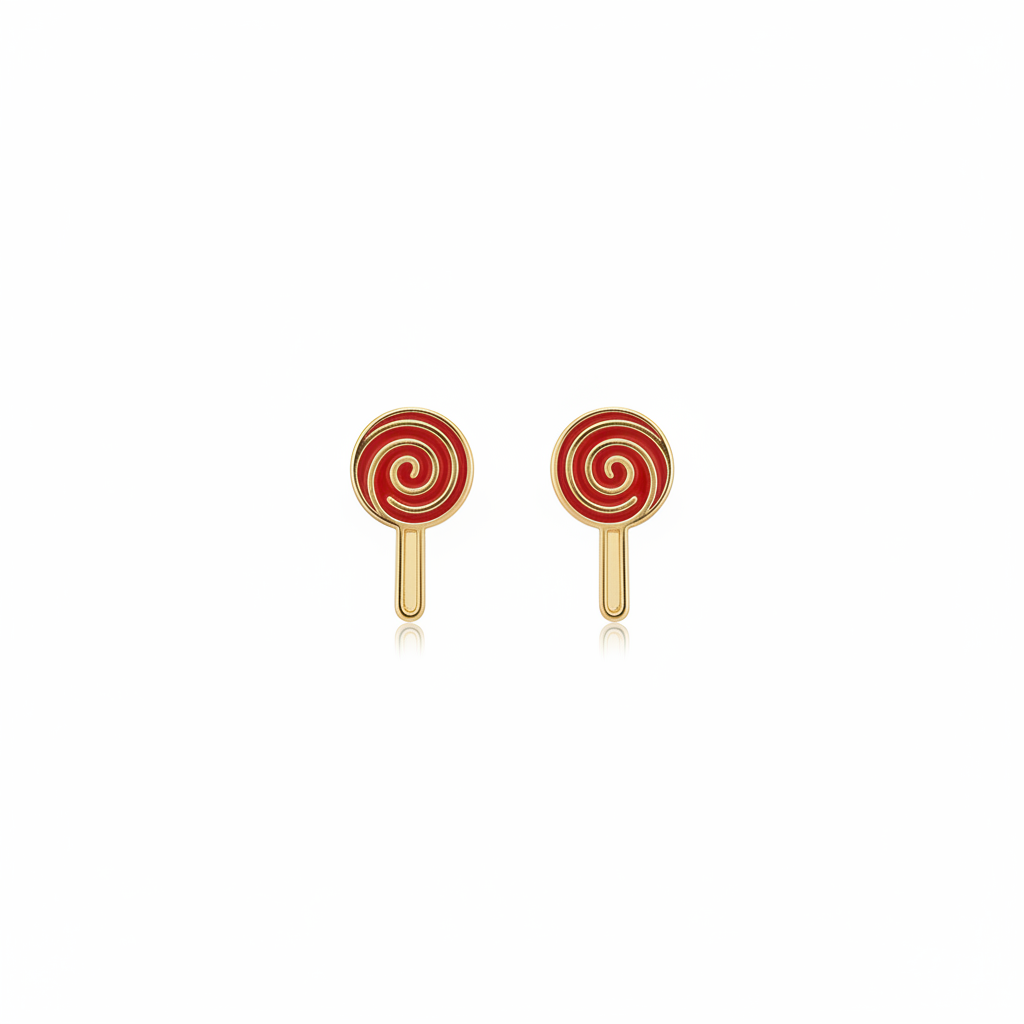 Lollipop stud earrings on white background