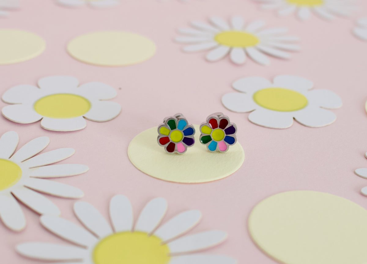 Rainbow Flower - Silver