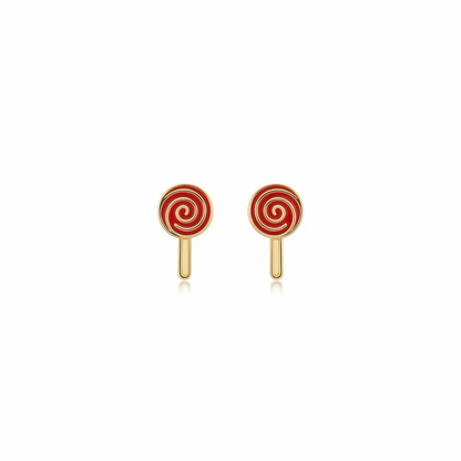 Lollipop stud earrings on white background