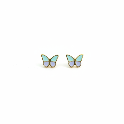 Butterfly stud earrings on white background