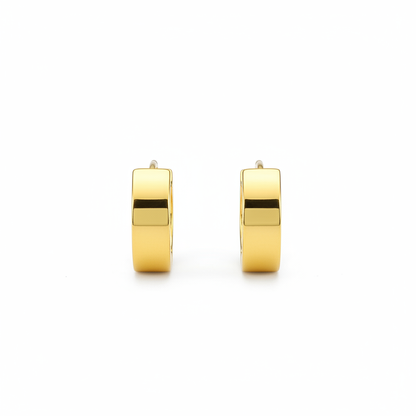 Flat huggie earrings on white background